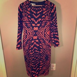 Maggie London navy and coral dress